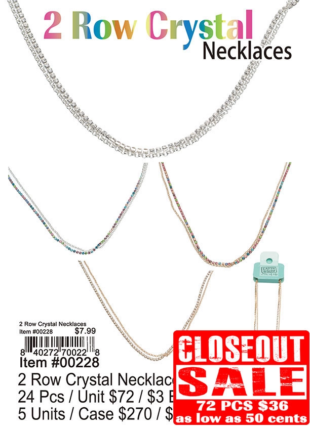 2-Row Crystal Necklace - Closeout 72 Pcs.